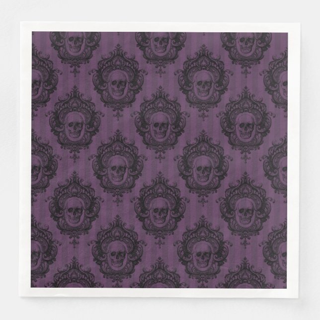 GOTHIC LILA HALLOWEEN SKULLS SERVIETTE (Vorderseite)