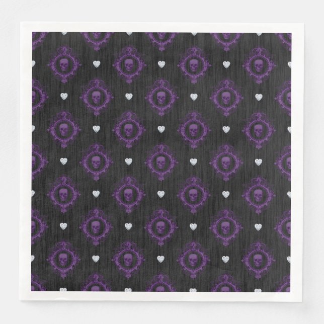 GOTHIC LILA HALLOWEEN SKULLS SERVIETTE (Vorderseite)