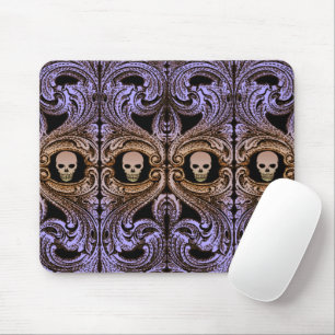 Gothic-Lila-Ornament mit Totenkopf Mousepad