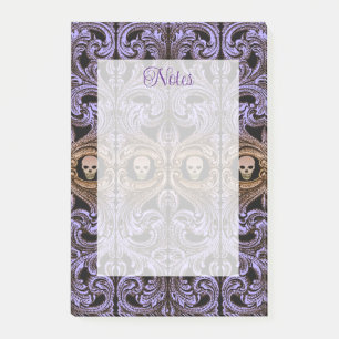 Gothic-Lila-Ornament mit Totenkopf  Post-it Klebezettel