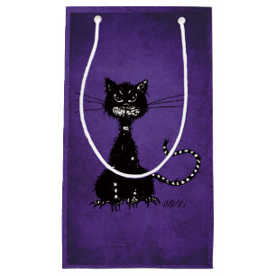 Gothic Lila Ragged Evil Black Cat Kleine Geschenktüte