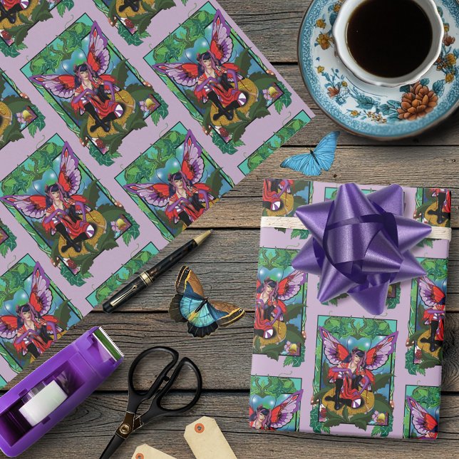 Gothic Lila Red Mushroom Gothic Geschenkpapier (Von Creator hochgeladen)