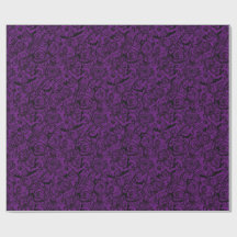 Gothic Lila Rosen Fledermäuse Damast Blumenmuster