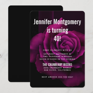 Gothic Lila-Rote Rosen-Blumen-Geburtstag Einladung