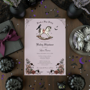 Gothic Lila Schaukelpferd Rock a Bye Baby Shower Einladung