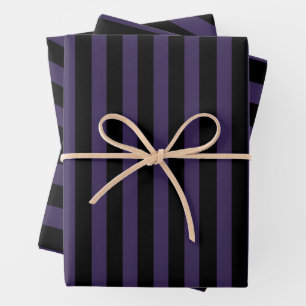 Gothic lila und schwarz Streifen Geschenkpapier Set