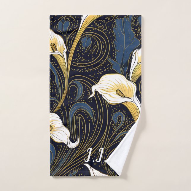 Gothic Lily Floral Monogram Handtuch (Handtuch)