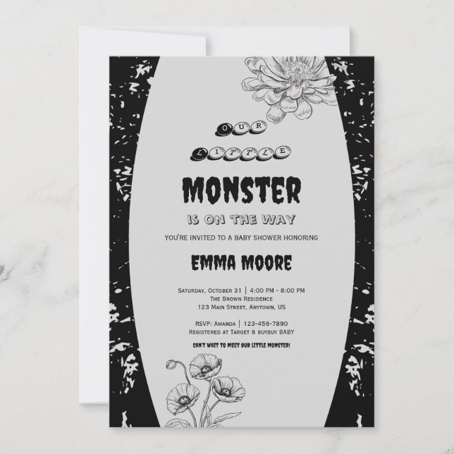 Gothic Little Monster Baby Shower Design Einladung (Vorderseite)