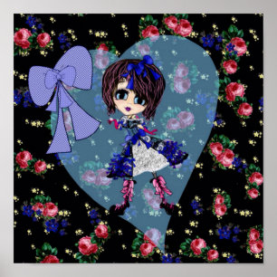 Gothic Lolita Blue Kleid Gothloli personalisiert Poster
