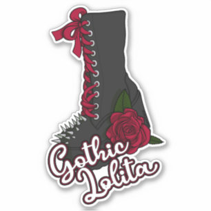 Gothic Lolita Boot Rote Rose Slogan Vinyl Sticker
