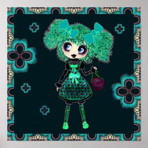 Gothic Lolita Kind smarald und schwarz Poster
