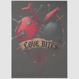 Gothic "Love Bites" Anatomische Herz-Illustration Seidenpapier