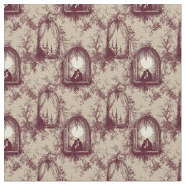 Gothic Love Valentine Burgundy Toile De Jouy  Stoff
