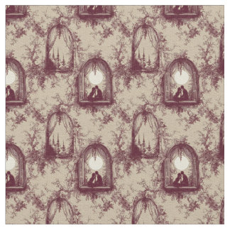 Gothic Love Valentine Burgundy Toile De Jouy  Stoff