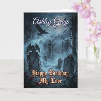 Gothic Lovers Dark Romantic Raven Haunted Birthday Karte