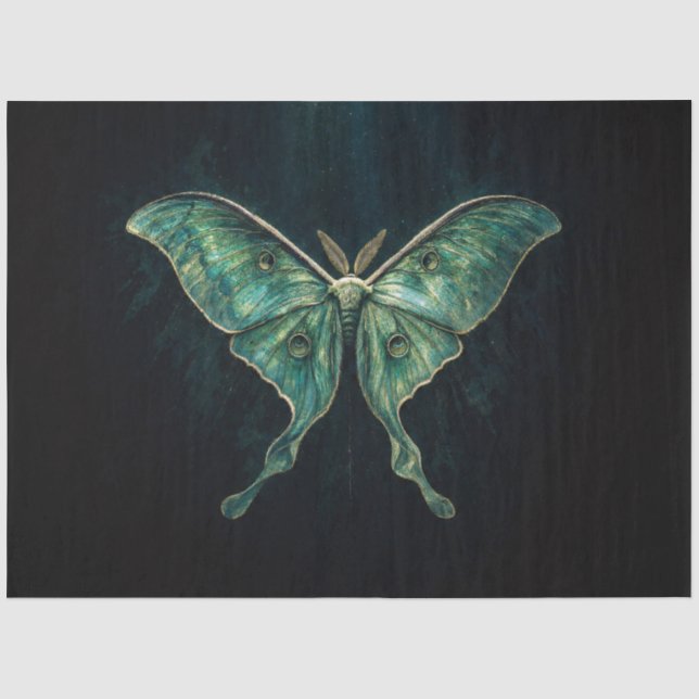 Gothic Lunar Moth Ephemera Decoupage Seidenpapier (Vorderseite)