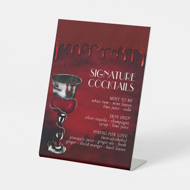 Gothic Luxe | Rotes Blut und Gore Signature Drinks Sockelschild (Vorderseite)