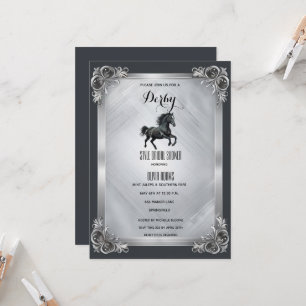 Gothic Luxus Schwarzes Pferd & Silber Kentucky Der Einladung
