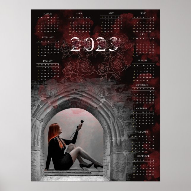 Gothic Mädchen- 2023 Kalender  Poster (Vorne)