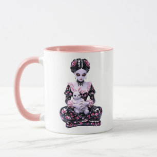 Gothic Mädchen dunkel süße Bunny rosa floral Tasse