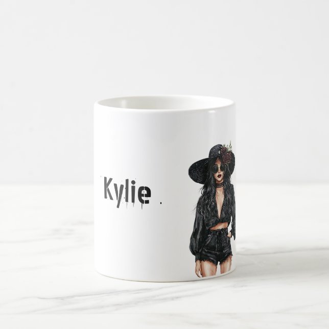 Gothic Mädchen Hut Shorts Personalisiert Kaffeetasse (Mittel)