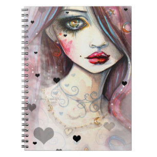 Gothic Mädchen mit Herzen Kunst Notizblock