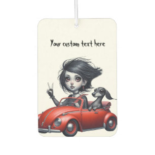 Gothic Mädchen und Dachshund Autolufterfrischer