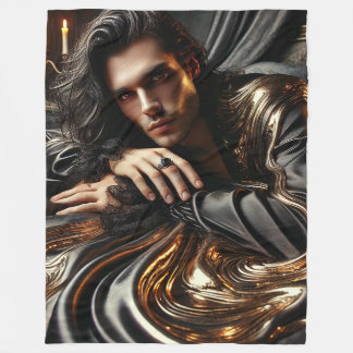 Gothic Majesty Luxurious Black&Gold Fleece Blanket