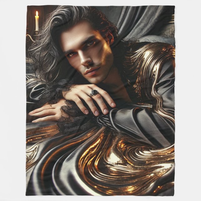 Gothic Majesty Luxurious Black&Gold Fleece Blanket (Vorderseite)