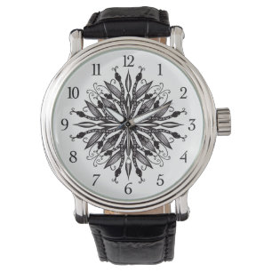 Gothic Mandala Blätter und Schlangen Armbanduhr