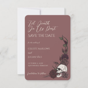 Gothic Mauve Rosa Totenkopf Bis Dass Der Tod Uns S Save The Date