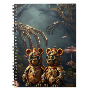 Gothic Mechanischer Dunkler Wald Steampunk Gummibä Notizblock