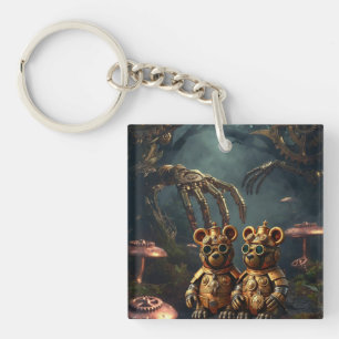 Gothic Mechanischer Dunkler Wald Steampunk Gummibä Schlüsselanhänger