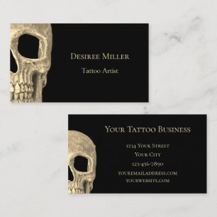 Gothic Menschenschädel-Gesicht Beige Schwarz Tatto Visitenkarte