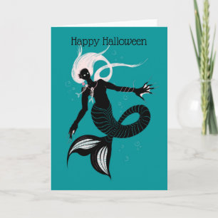 Gothic Mermaid Dark Sea Creature Halloween Karte