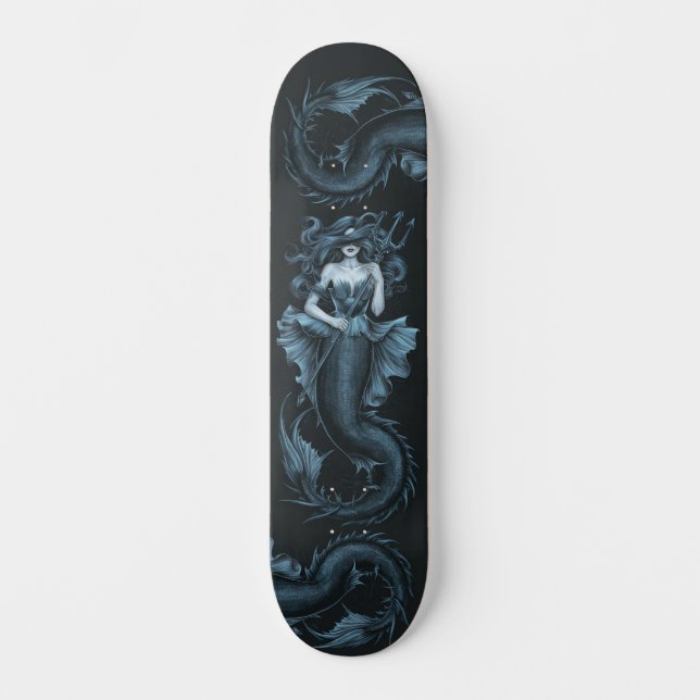 Gothic Mermaid Haunting Menace Skateboard (Vorderseite)