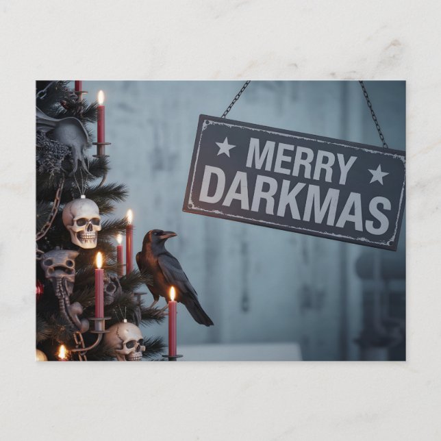 Gothic "Merry Darkmas" Horror Christmas Tree Postkarte (Vorderseite)
