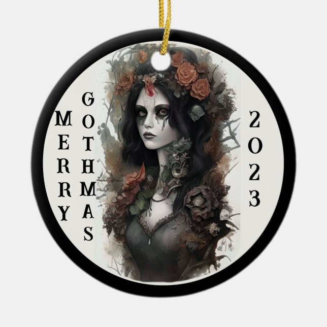 Gothic Merry Gothmas 2023 Keramik Ornament (Vorne)