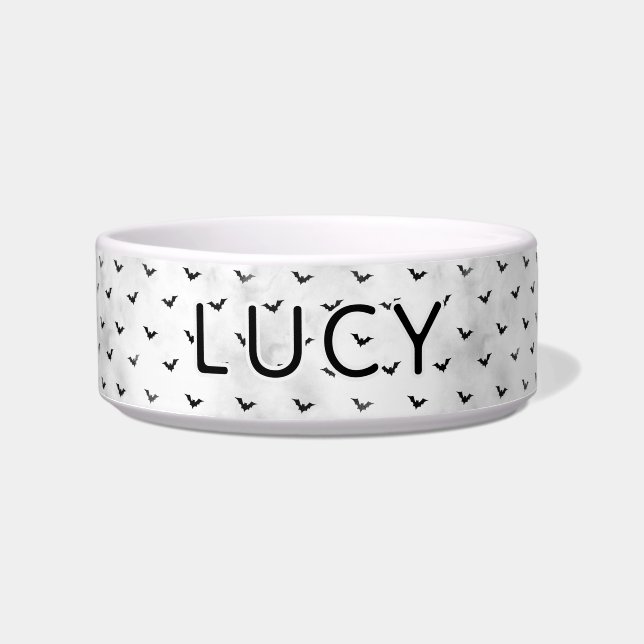 Gothic Minimalist Bat Pattern Halloween Dog Napf (Vorderseite)