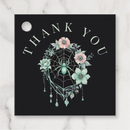 Gothic Mint Green Floral Spiderweb Vielen Dank Geschenkanhänger