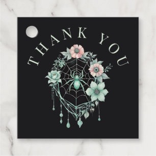 Gothic Mint Green Floral Spiderweb Vielen Dank Geschenkanhänger