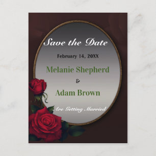 Gothic Mirror Save the Date Rote Rosen Romance Ankündigungspostkarte