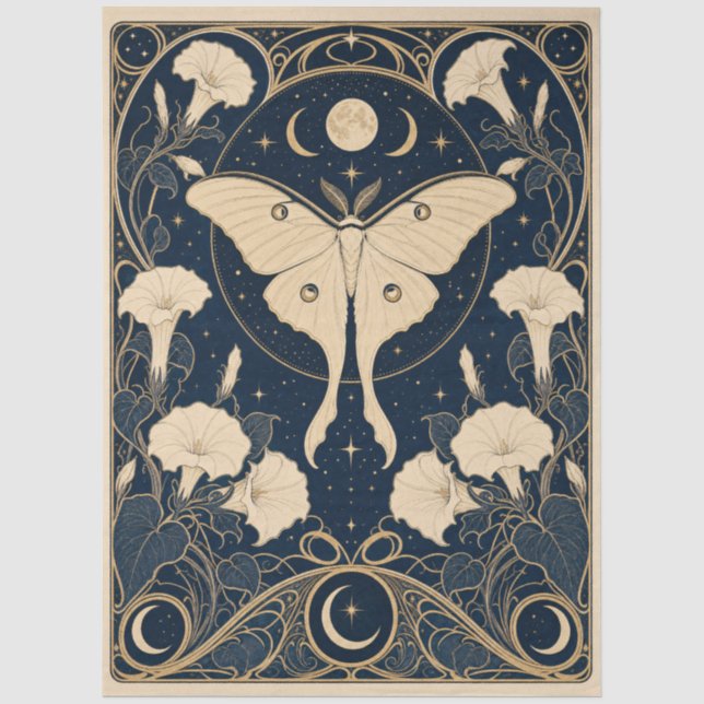Gothic Mond & Motten Dekoupage Seidenpapier (Vorderseite)