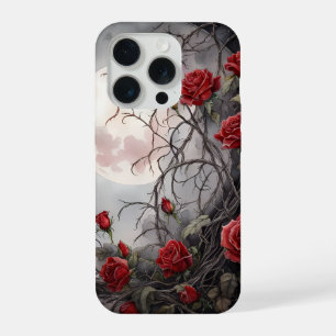 Gothic Mond & Rote Rose iPhone 15 Pro Hülle