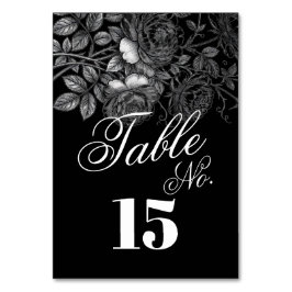 Gothic Monochrome Schwarz-Weiß-Blumen Hochzeit Tischnummer