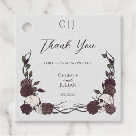 Gothic Monogram Skull & Rose Wedding Thank You Geschenkanhänger