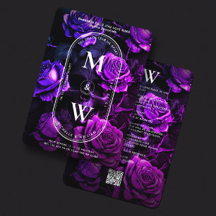 Gothic Monogram Wedding Skull Dunkle Lila Rose Einladung