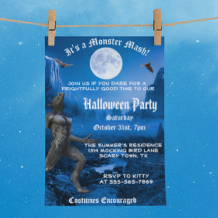 Gothic Monster Mash Werewolf Halloween-Party Einladung