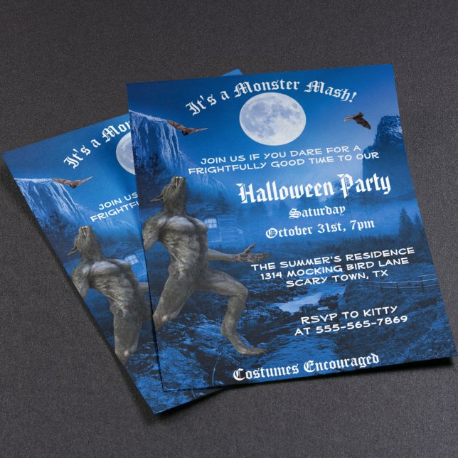 Gothic Monster Mash Werewolf Halloween-Party Invit Flyer (Von Creator hochgeladen)