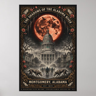 Gothic Montgomery, AL Kunst | Vintage Horror Reise Poster
